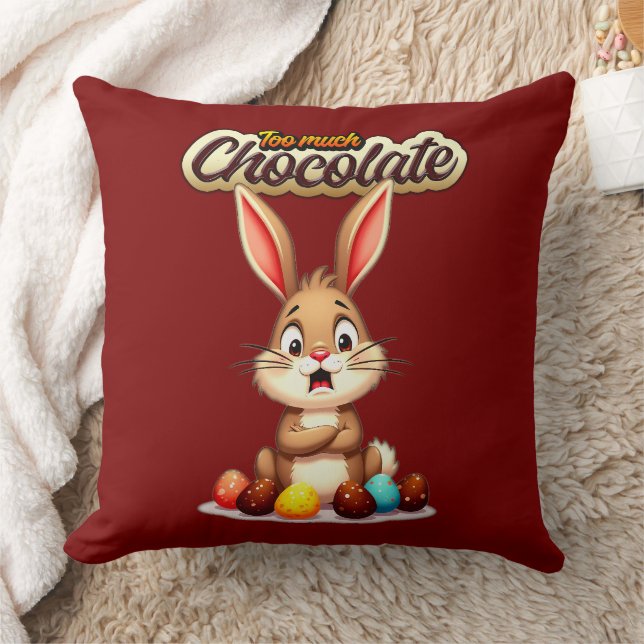 Too Much Chocolate – Funny Easter Bunny - almofada Kudde (Filt)