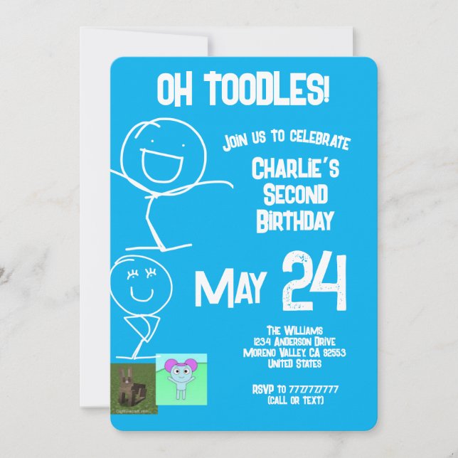 Toodles | Inbjudan till Sam & Friends Birthday (Framsida)