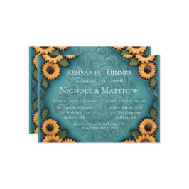 Toolerad läder och solblommor Rehearsal Middag Inbjudningar