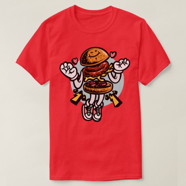 toon Aesthetic Lycklig Burger T Shirt (Design framsida)