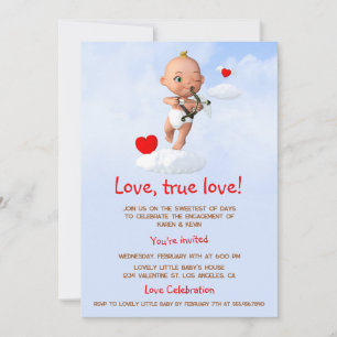 Toon Baby Cupid som flyger med en bogserpil Inbjudningar