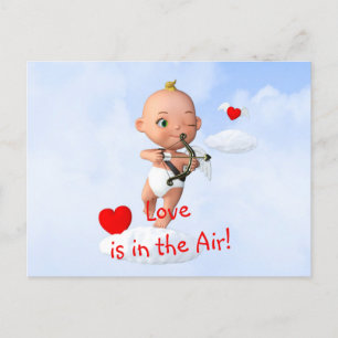 Toon Baby Cupid som flyger med en bogserpil Vykort