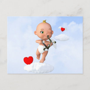 Toon Baby Cupid som flyger med en bogserpil Vykort