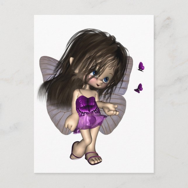 Toon Butterfly Fairy - Lila Vykort (Framsida)