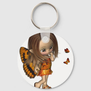 Toon Butterfly Fairy - Orange Nyckelring