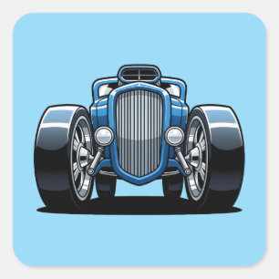 Toon Hotrod Art Fyrkantigt Klistermärke