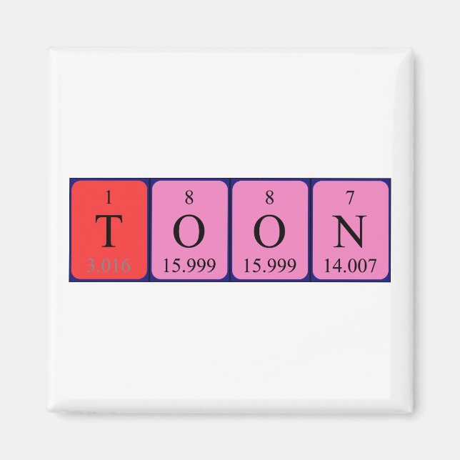 Toon periodiskt bord namn magnet (Framsidan)