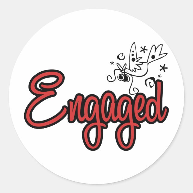 ToonDoveEngagedRed Runt Klistermärke (Framsida)