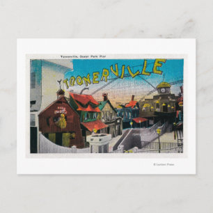 Toonerville i Ocean Park PierSanta Monica, CA Vykort