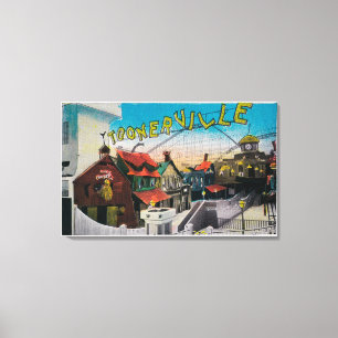 Toonerville på hav parkerar PierSanta Monica, CA Canvastryck