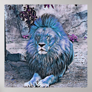 Toony lejon blue poster