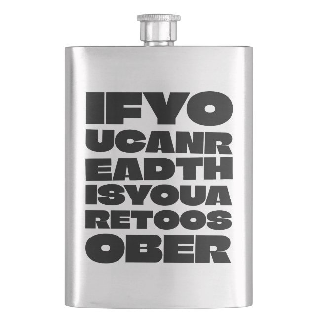 TooSober Fet typografi Klassisk Flaskkafé Fickplunta (Framsidan)