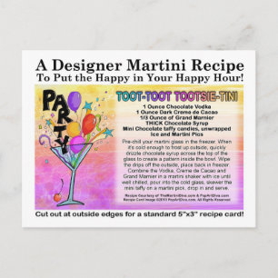 Toot-Tootsie-Tini Martini-receptkort Vykort