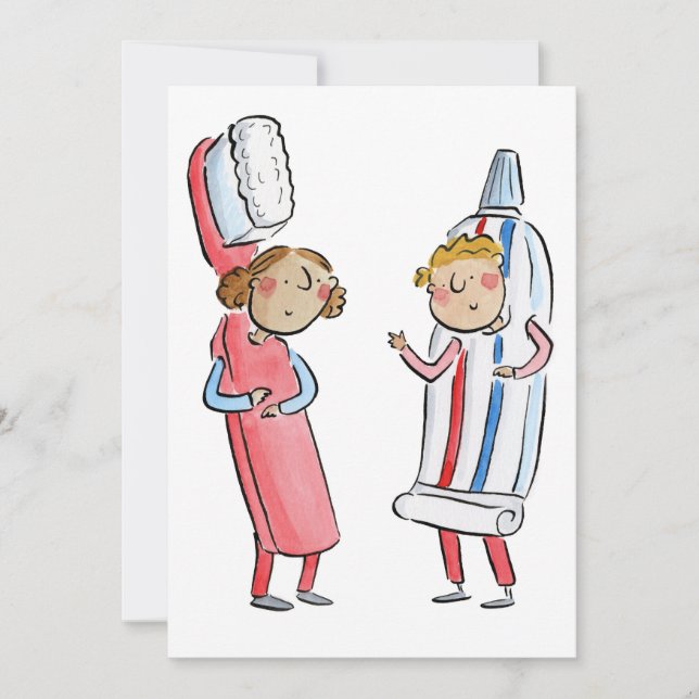 Tootbrush och tandkräm inbjudningar (Framsida)