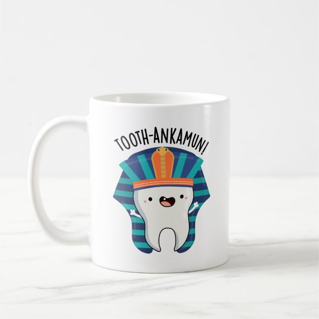 Tooth-ankamun Funny Tooth Pun Kaffemugg (Vänster)