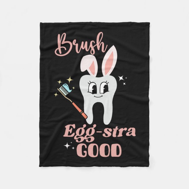 Tooth Bunny Dentist Påsk Dental Istant Påsk Da Fleecefilt (Framsidan)