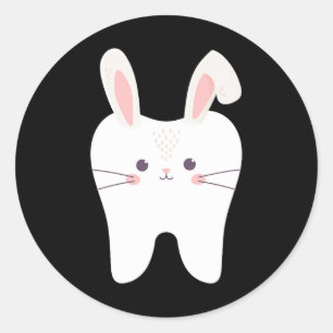 Tooth Bunny Dentist Påsk Dental Istant Påsk Da Runt Klistermärke