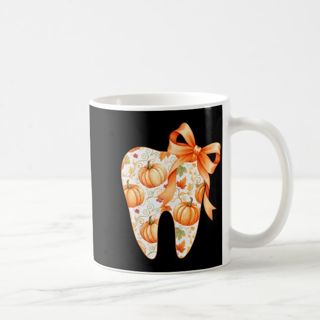 Tooth Coquette Bow Dentist Thanksgiving Dental Ist Kaffemugg (Höger)