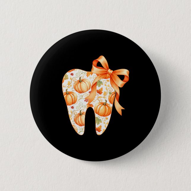 Tooth Coquette Bow Dentist Thanksgiving Dental Ist Knapp (Framsida)