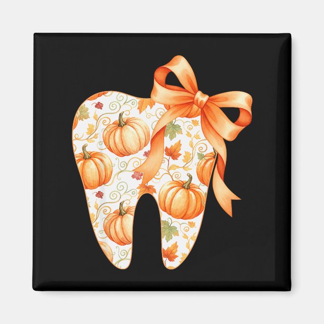 Tooth Coquette Bow Dentist Thanksgiving Dental Ist Magnet (Framsidan)