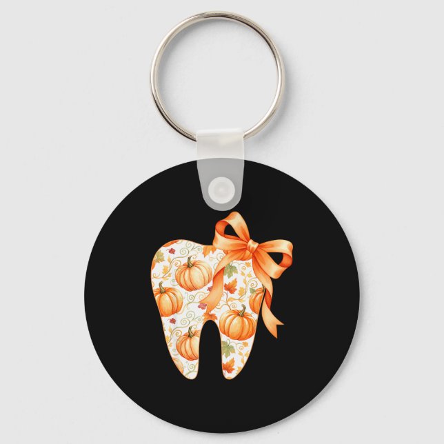 Tooth Coquette Bow Dentist Thanksgiving Dental Ist Nyckelring (Framsida)