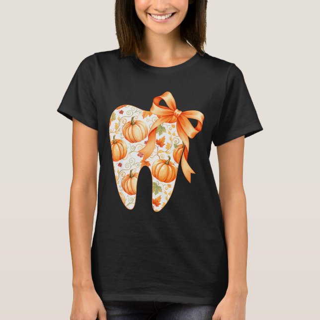 Tooth Coquette Bow Dentist Thanksgiving Dental Ist T Shirt (Framsida)