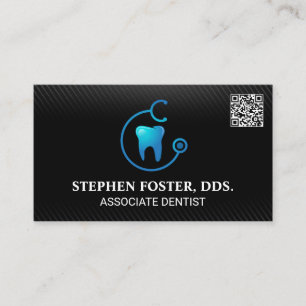 Tooth Doktor Logotyp QR-kod Svarta Mönster Visitkort
