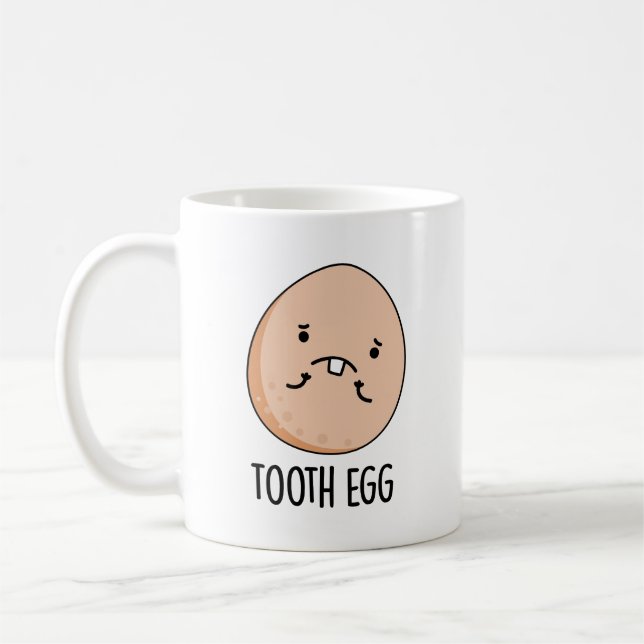 Tooth Egg Funny Dental Toothache Pun Kaffemugg (Vänster)