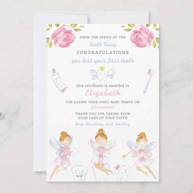 Tooth Fairy Brev Inbjudningar (Framsida)