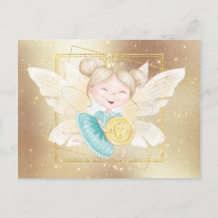 Tooth Fairy brev Princess guld mynttandtråd Vykort