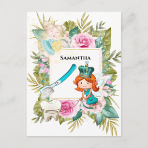 Tooth Fairy brev Princess toothbrush ro löv Vykort