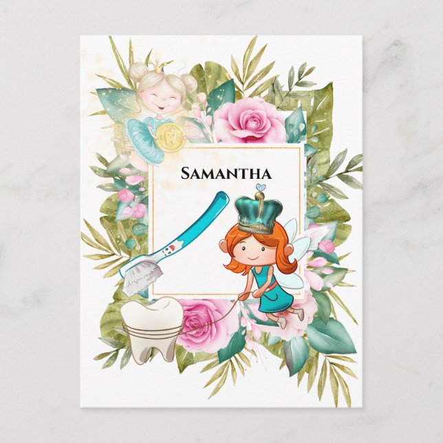 Tooth Fairy brev | Princess toothbrush ro löv Vykort (Framsida)
