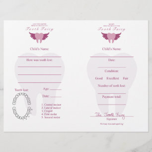 Tooth Fairy Brev & Receipt Rosa