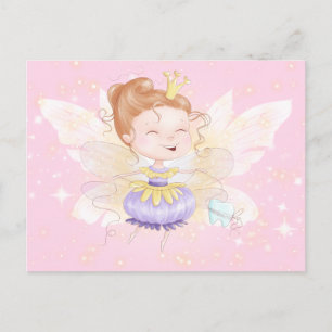 Tooth Fairy brev Söt prinsessa med tand rosa Vykort