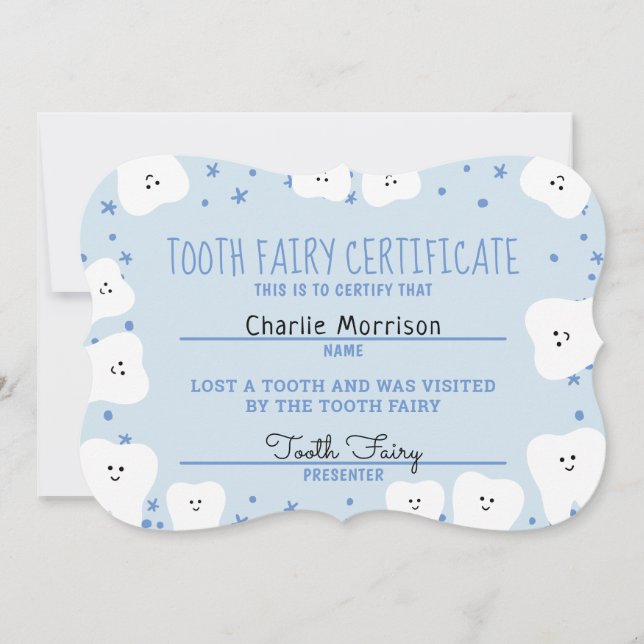 Tooth Fairy Certificate Boy 2 Inbjudningar (Framsida)