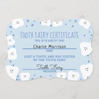 Tooth Fairy Certificate Boy 2 Inbjudningar