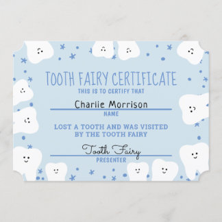 Tooth Fairy Certificate Boy 3 Inbjudningar
