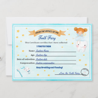 Tooth Fairy Certificate - Lost Tooth Receipt Inbjudningar