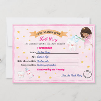 Tooth Fairy Certificate - Lost Tooth Receipt Inbjudningar
