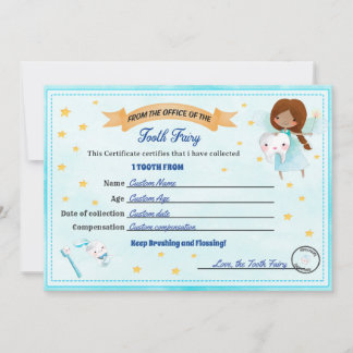 Tooth Fairy Certificate - Lost Tooth Receipt Inbjudningar