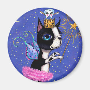 Tooth Fairy Hund Boston Terrier Rosa Tutu Krona Magnet