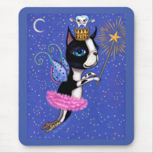 Tooth Fairy Hund Boston Terrier Rosa Tutu Krona Musmatta