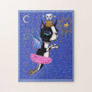 Tooth Fairy Hund Boston Terrier Rosa Tutu Krona Pussel