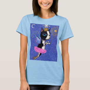 Tooth Fairy Hund Boston Terrier Rosa Tutu Krona T Shirt