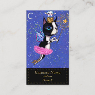 Tooth Fairy Hund Boston Terrier Rosa Tutu Krona Visitkort