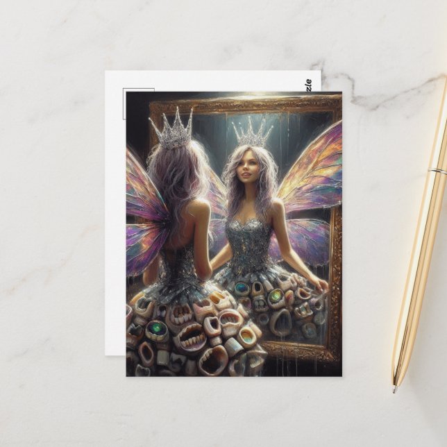 Tooth Fairy in her Denture Dress Vykort (Fram/Back In Situ)