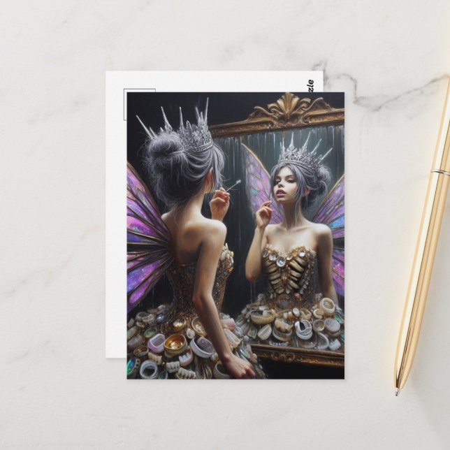 Tooth Fairy in her Dress of Teeth Vykort (Fram/Back In Situ)