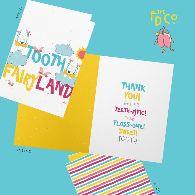 "Tooth Fairy Land" Lycklig Roligt Funny Tack Kort (Skapare uppladdad)