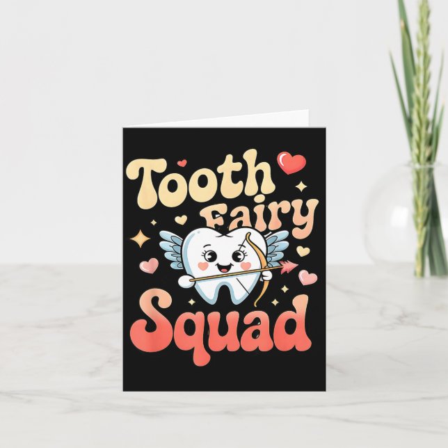 Tooth Fairy Squad Cute Cud Tooth Retro Dental Humo Kort (Framsida)