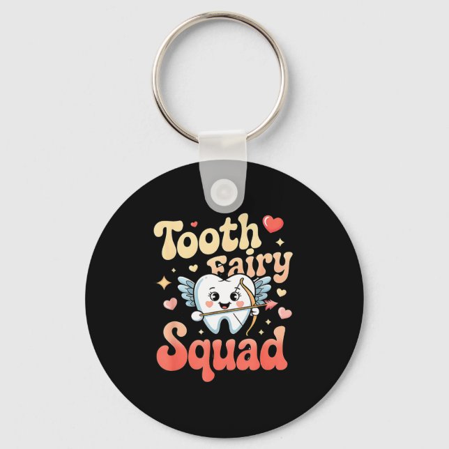 Tooth Fairy Squad Cute Cud Tooth Retro Dental Humo Nyckelring (Framsida)